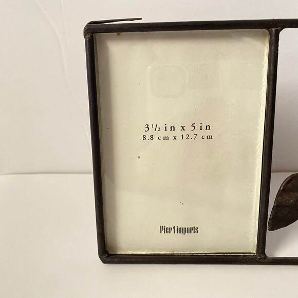 Vintage Pier 1 Metal Picture Stand Frame Wrought Iron Leaf Scroll 3 1/2 x5 Photo - Picture 4 of 16